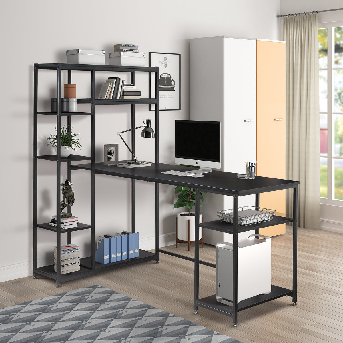Free shipping Office Computer desk with multiple storage shelves, Mode ...